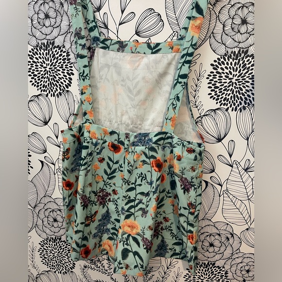 NWT/Cider Mint Floral Pinafore Romper - Picture 5 of 8